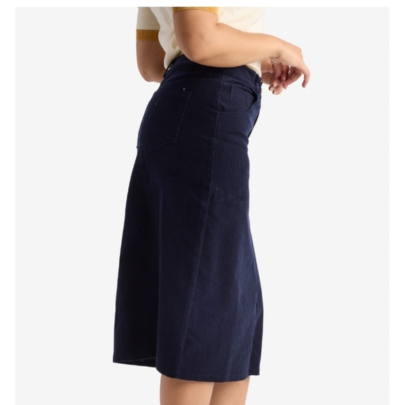 Navy Blue Corduroy Midi Skirt - Picture 3 of 8